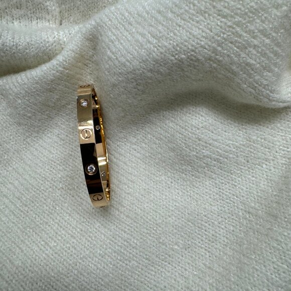 CARTIER 18K pink gold 4 Diamond LOVE BRACELET Size 16 - Picture 12 of 16